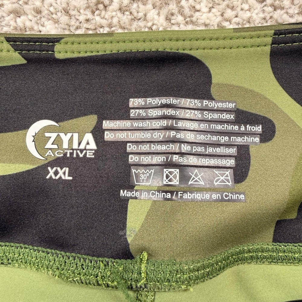 Womens ZYIA Active Green Black Camouflage Light n Tight Pocket Hustle Shorts XXL - Picture 4 of 7